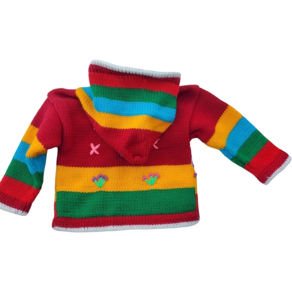 Grupo Esmeralda Alpaca Hooded Cardigan Zip Sweater Red 12 Months (see meas) - Picture 2 of 5
